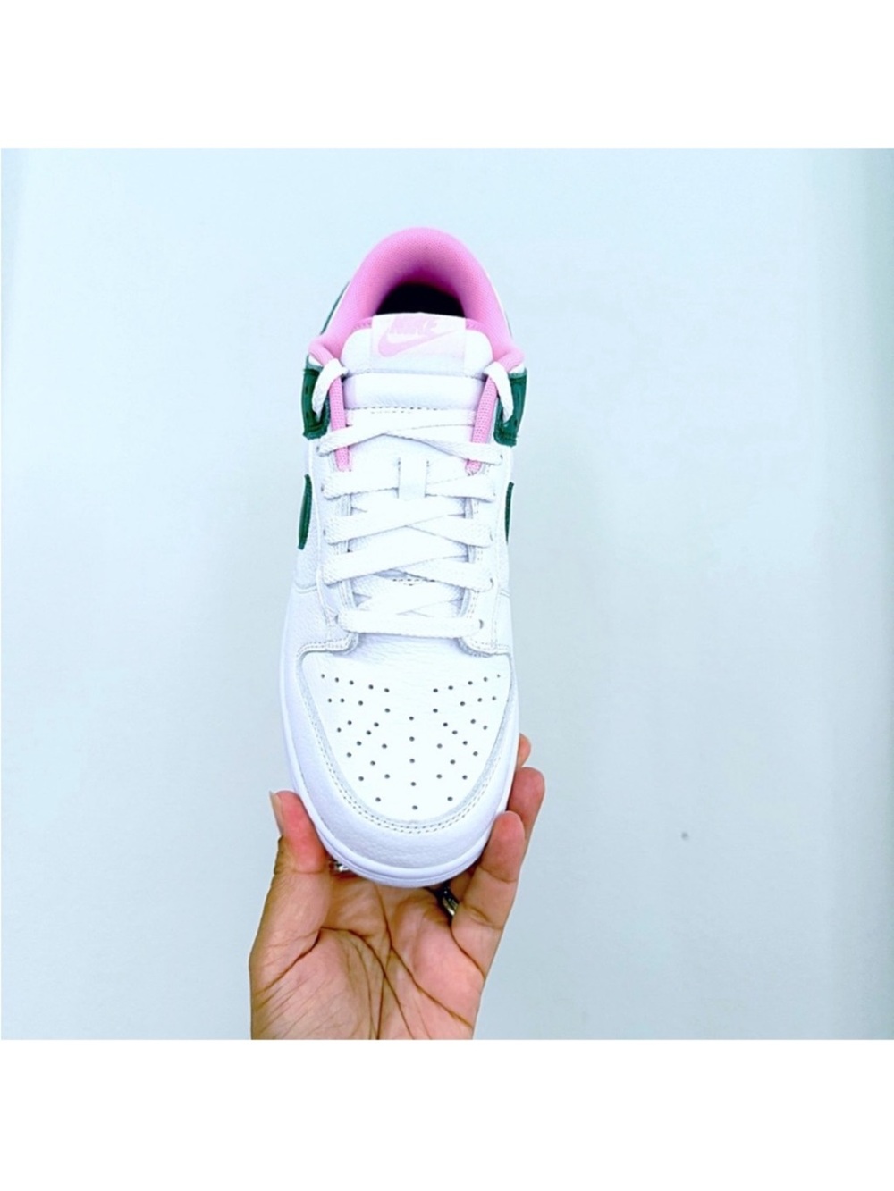 RARE Nike Dunk Low By You Custom Women’s Sneakers Dark Green Swoosh Pink Lining - Picture 4 of 8